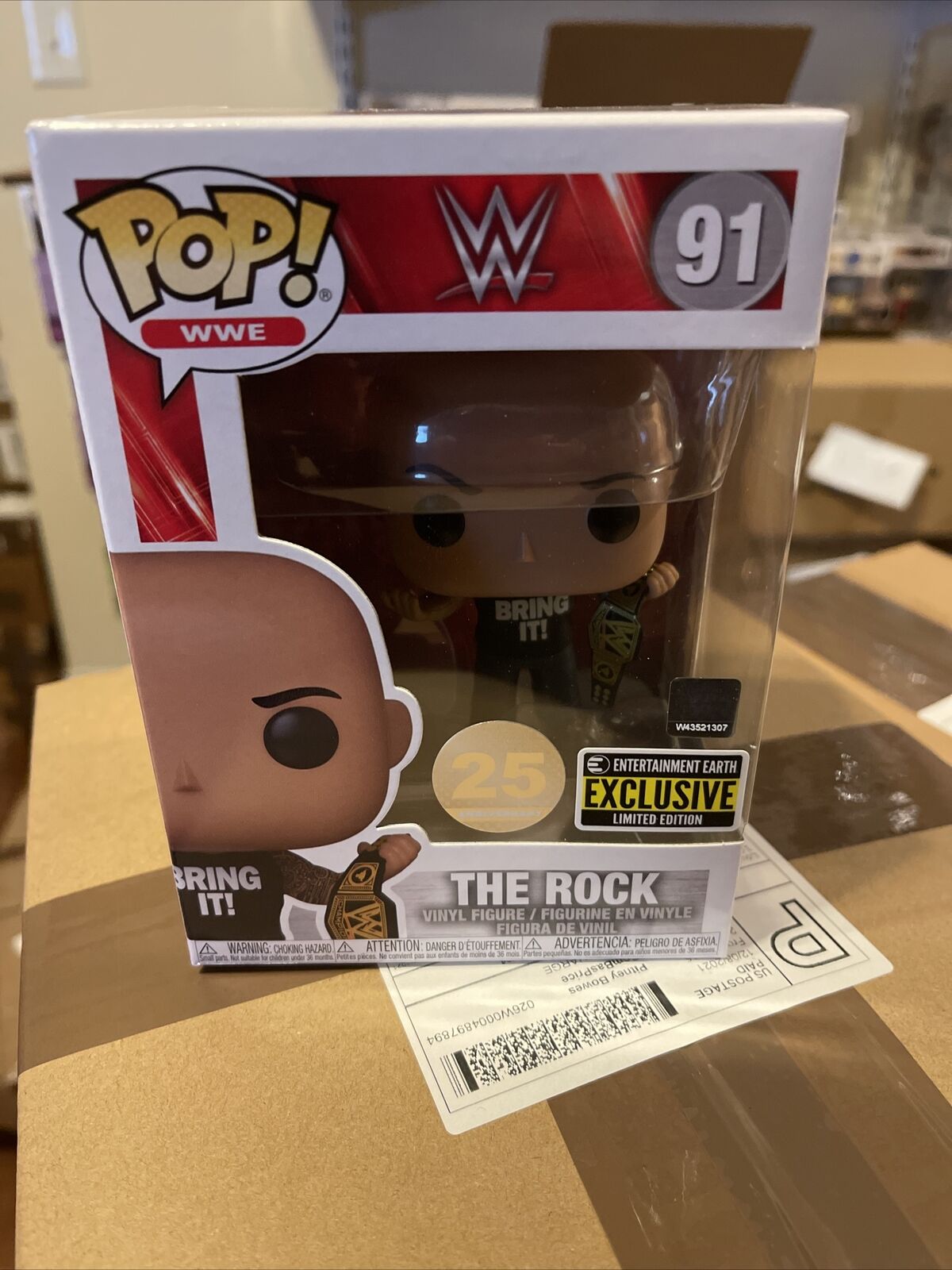 WWE The Rock with Championship Belt Pop EE Exclusive Mint with Protector