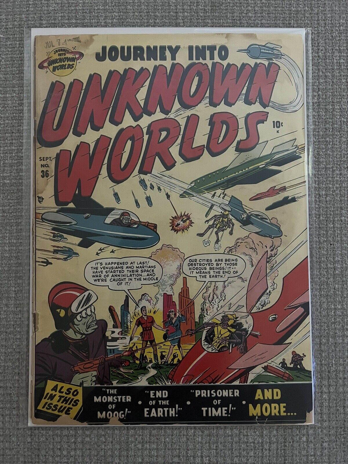 JOURNEY INTO UNKNOWN WORLDS #36 (#1) 1950 ATLAS FIRST ISSUE Russ Hearth COVER