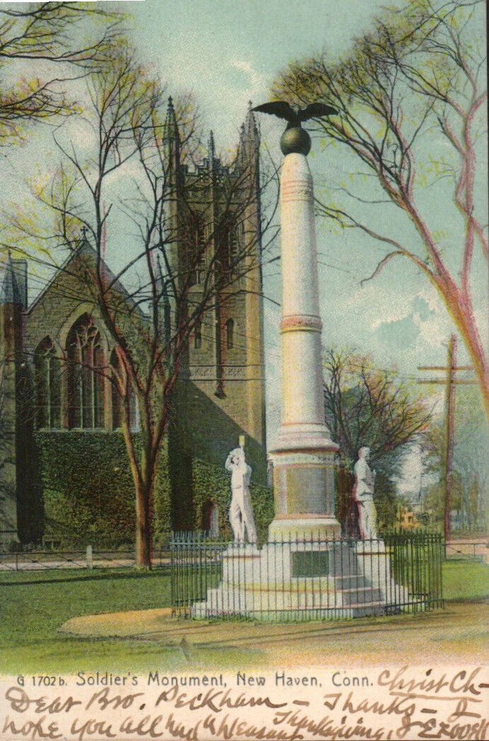 New Haven, Conn,  c1906 Soldier\'s Monument, Early Postcard 2161