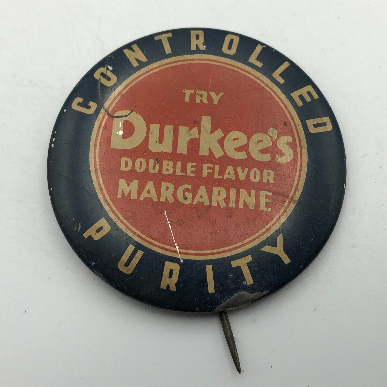 Vintage DURKEE\'S MARGARINE DAIRY Advertising Badge Button Pin Pinback As Is C6