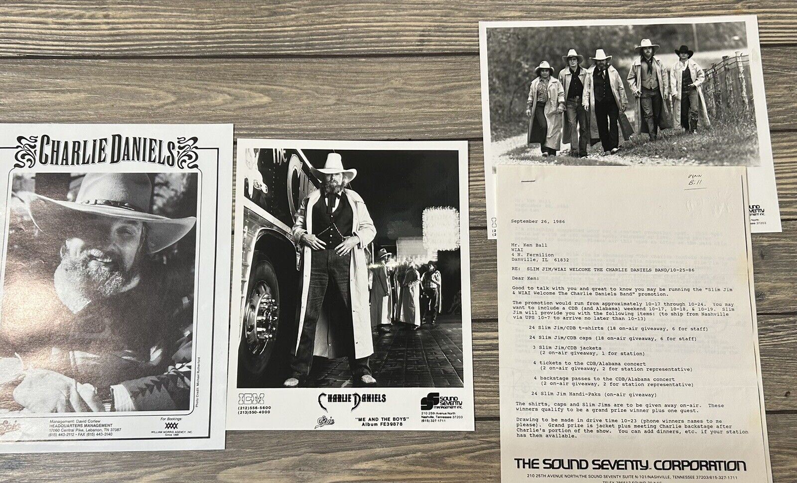 Vintage Charlie Daniels Press Release Photo and Papers The Sound Seventy Corp