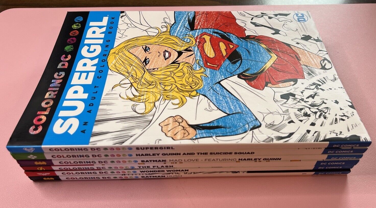 DC Comics - Lot (6) Coloring Books Wonder Woman, Harley Quinn, Joker, Supergirl