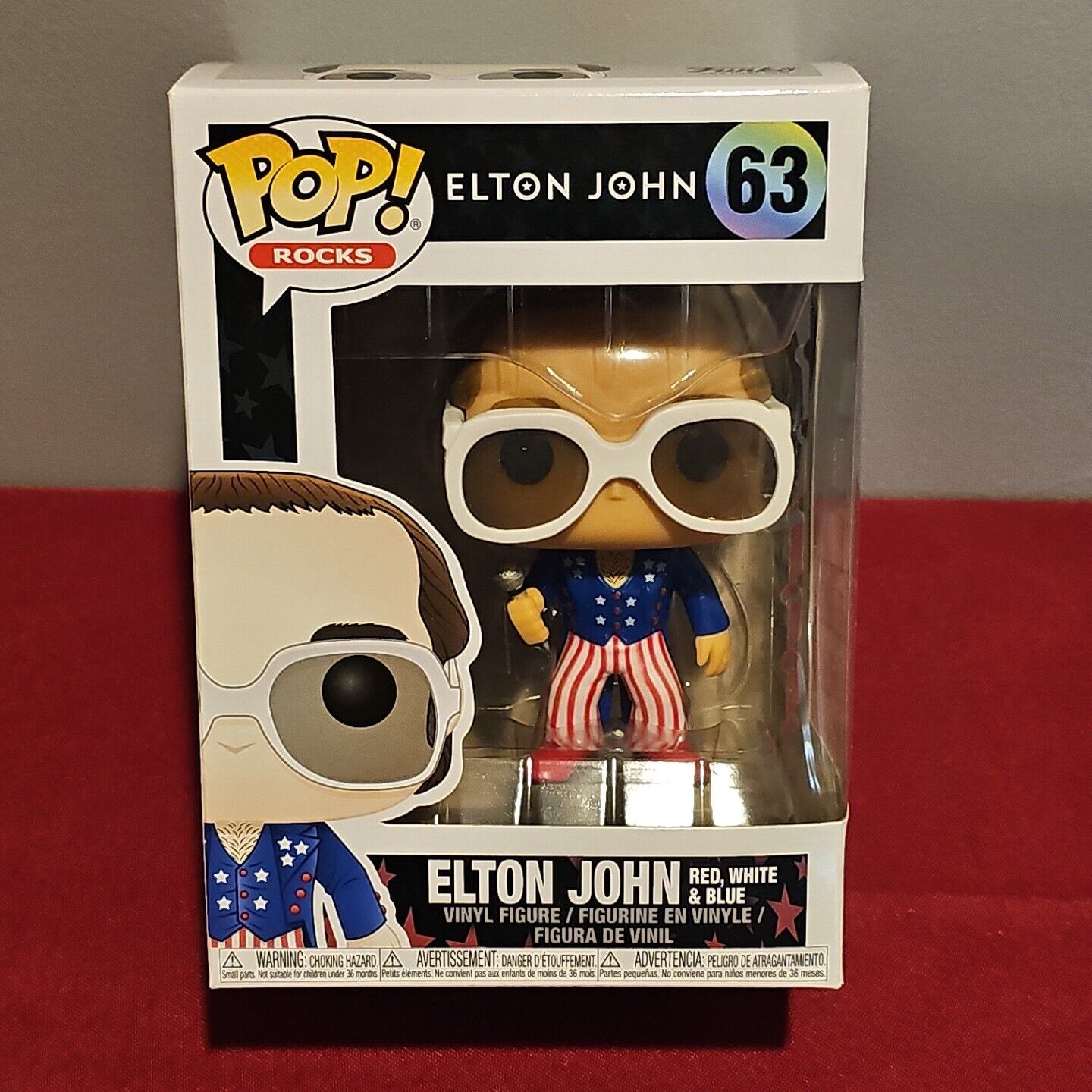 Funko POP Rocks: Elton John #63 Red White and Blue + Protector^