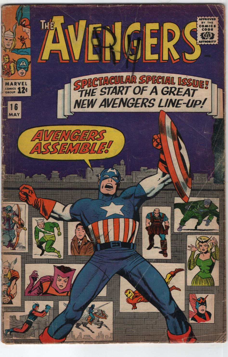 AVENGERS #16 1st New Team Hawkeye Scarlet Witch Join 1965 Marvel Comics