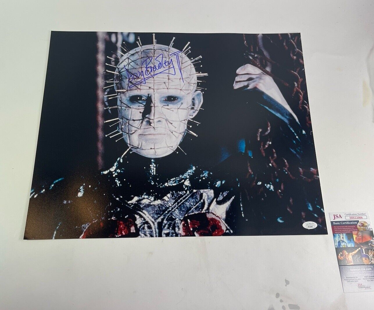 Hell Raiser Pin Head  Hand Signed By Doug Bradley 16x20 Color Photo  JSA