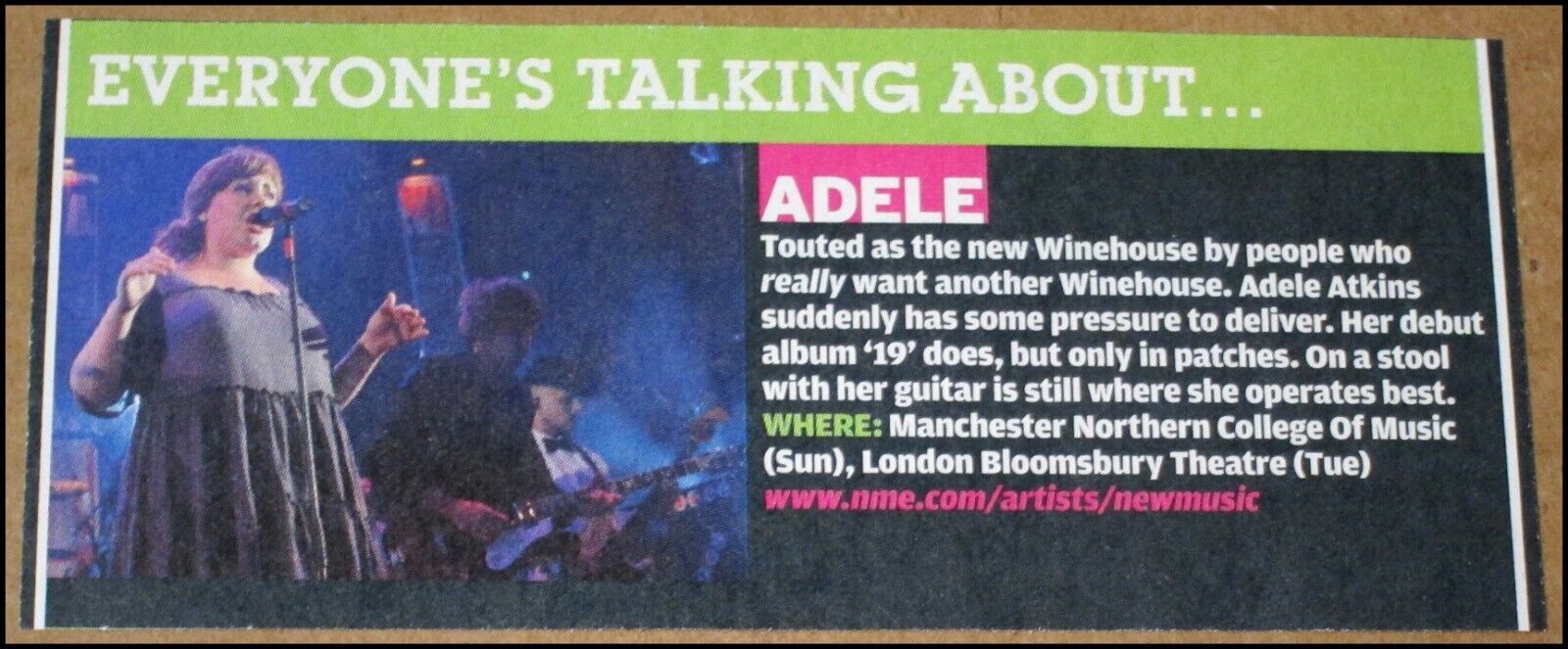 2008 Adele NME Short Clipping 4.25\