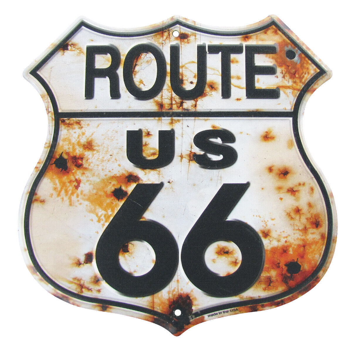 Rusty Highway Route 66 Tin Sign US Made Rustic Vintage Garage Bar Pub Wall Decor