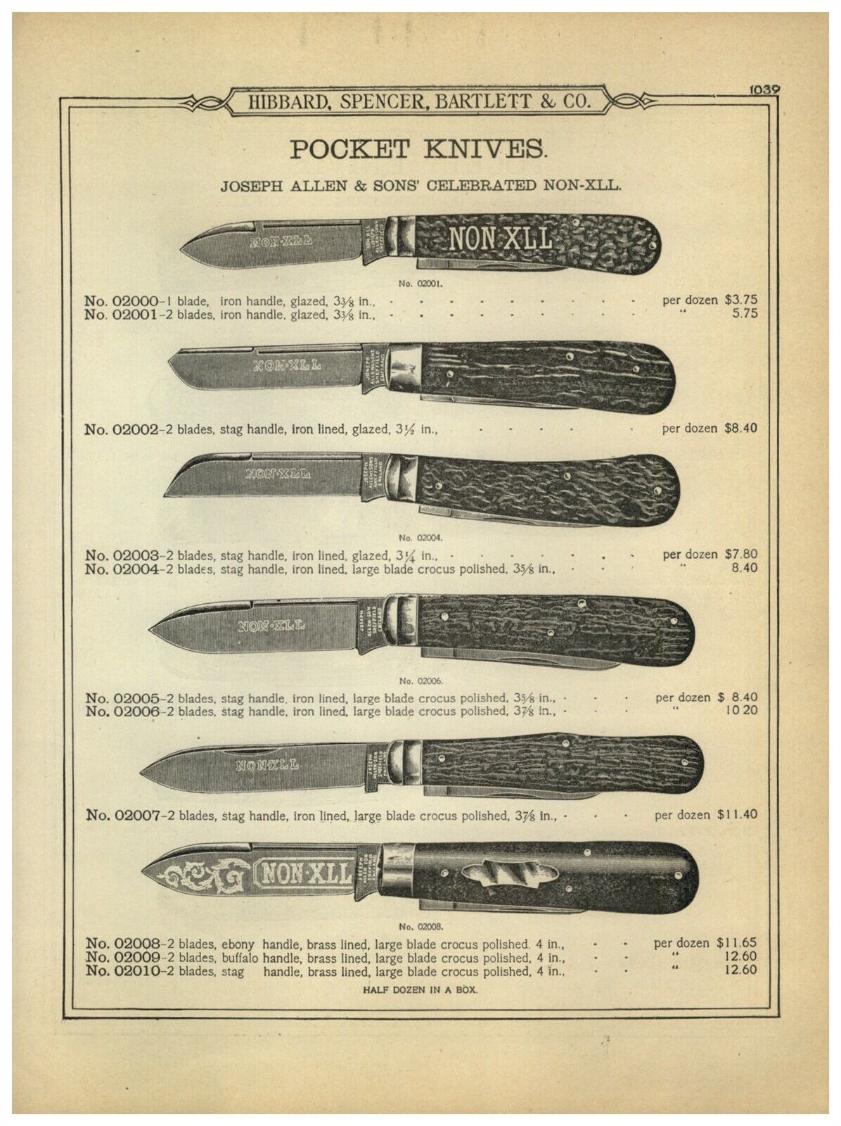 1899 PAPER AD 8 PG Joseph Allen & Sons Pocket Knife Knives NON XLL Office