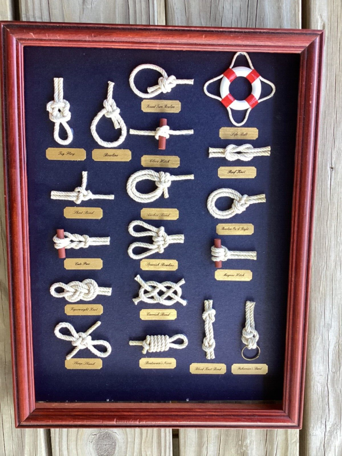 Vintage Sailor\'s Nautical Knots Shadow Box Framed, approximately 16”x12”