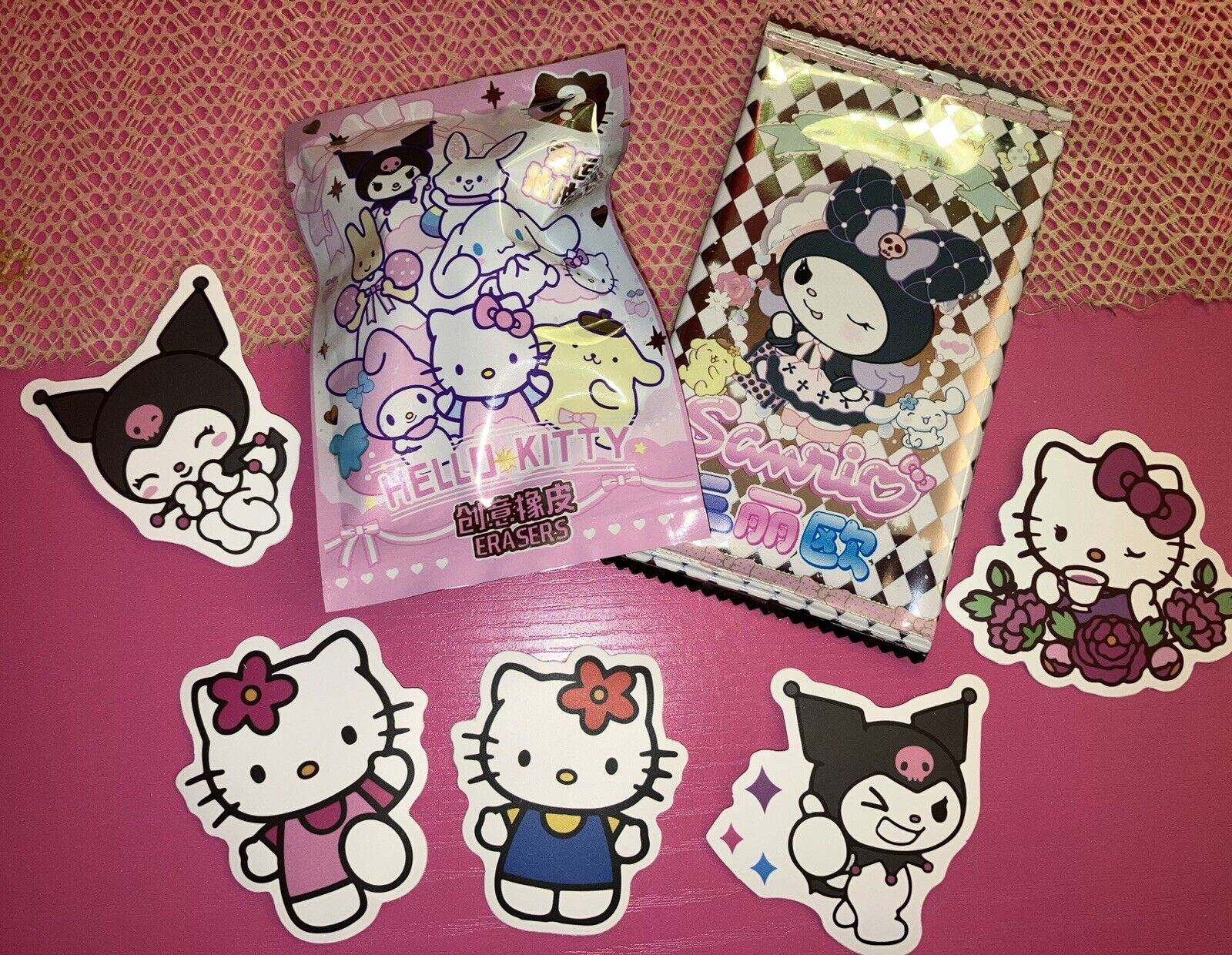 Tiny Cute little Hellokitty&friends fun pack (Stickers,cards,eraser)+bill