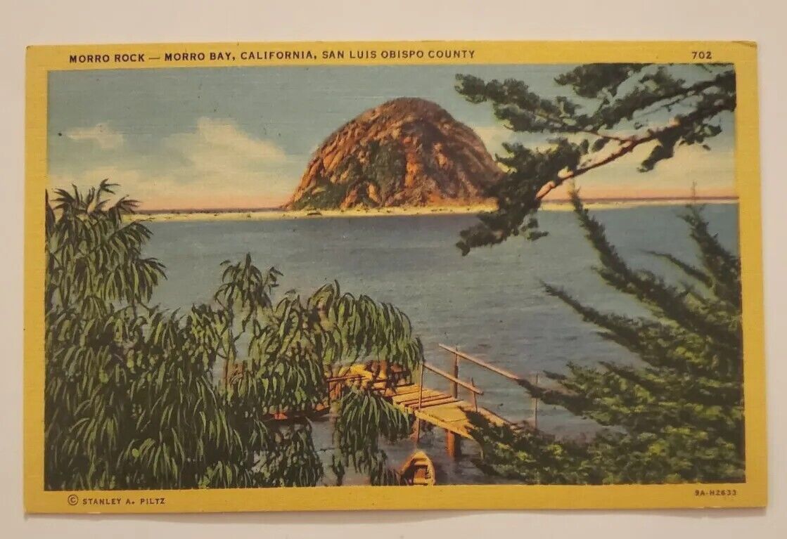 Morro Bay CA Vintage Postcard (1939) Morro Rock Linen Era P1350
