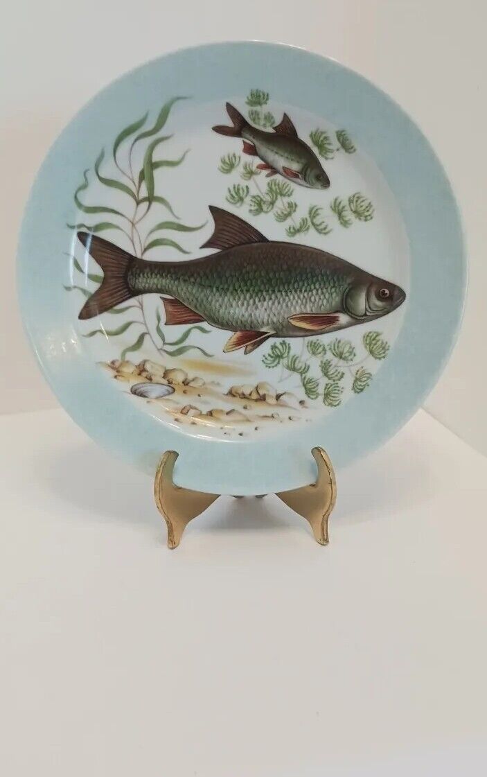 Vintage Germer Brazil Porcelain Fish Carp Scene By artist Joan Beard 
