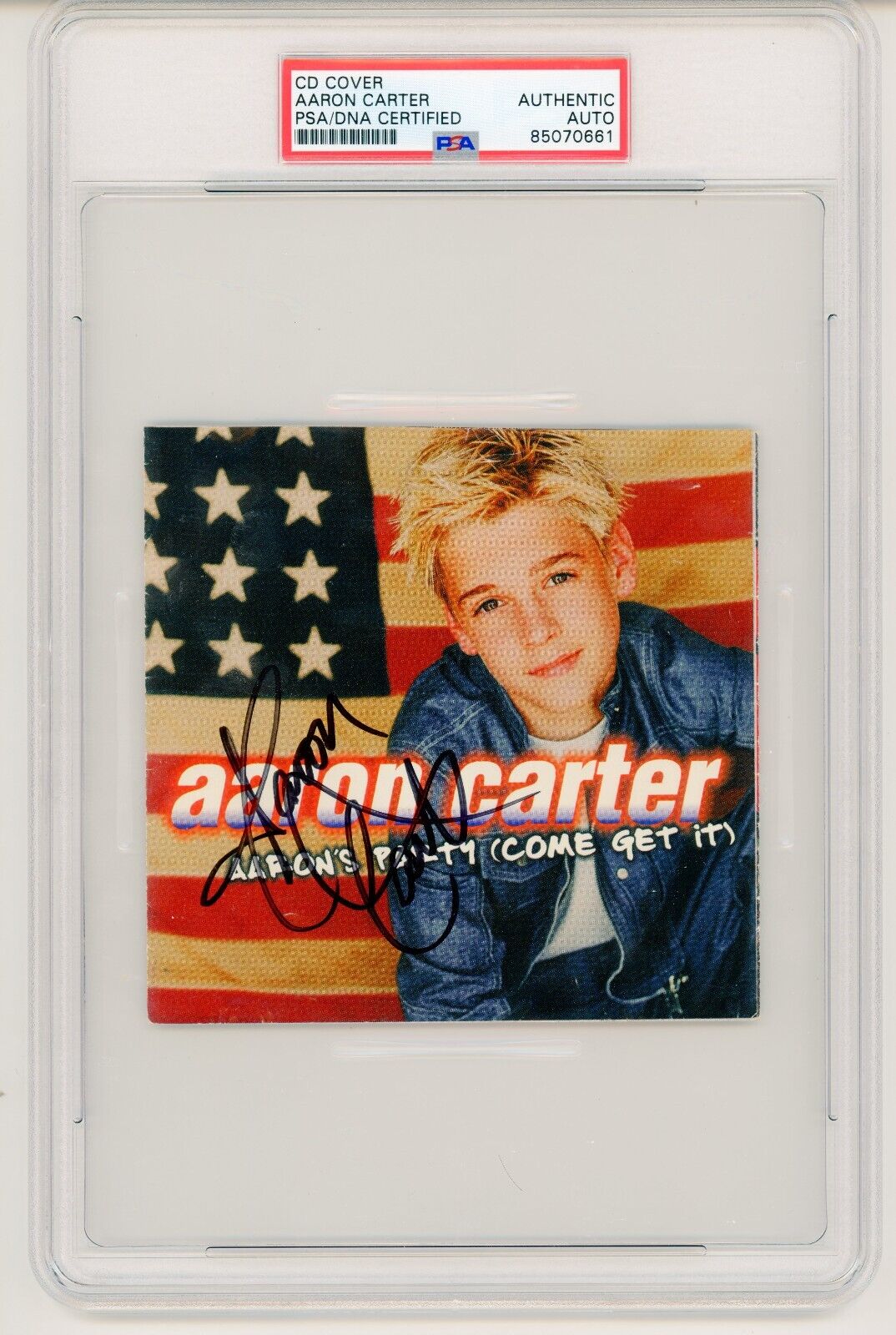 Aaron Carter ~ Signed Autographed Aaron's Party (Come Get It) ~ PSA DNA