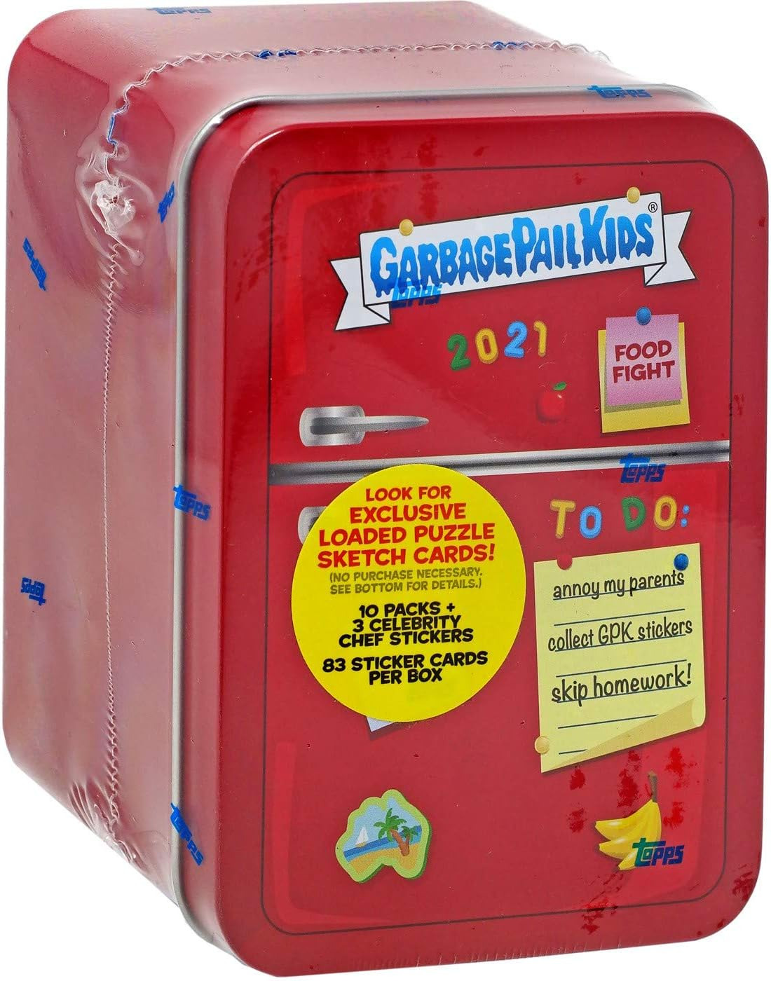 2021 Garbage Pail Kids Food Fight Red Tin - Exclusive Stickers & Rare Cards