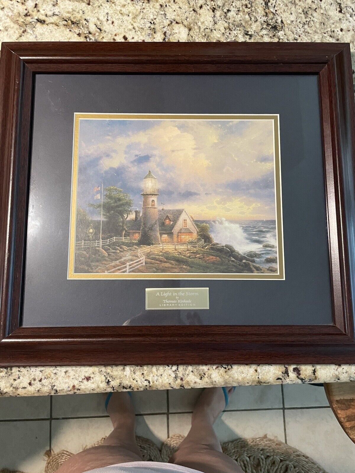 Thomas Kinkade A Light In The Storm Library Edition 2005 Home Interiors 8”x10”