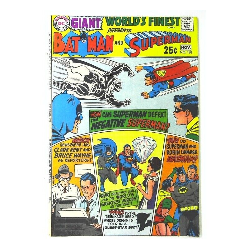 World\'s Finest Comics #188 in Very Fine condition. DC comics [r%