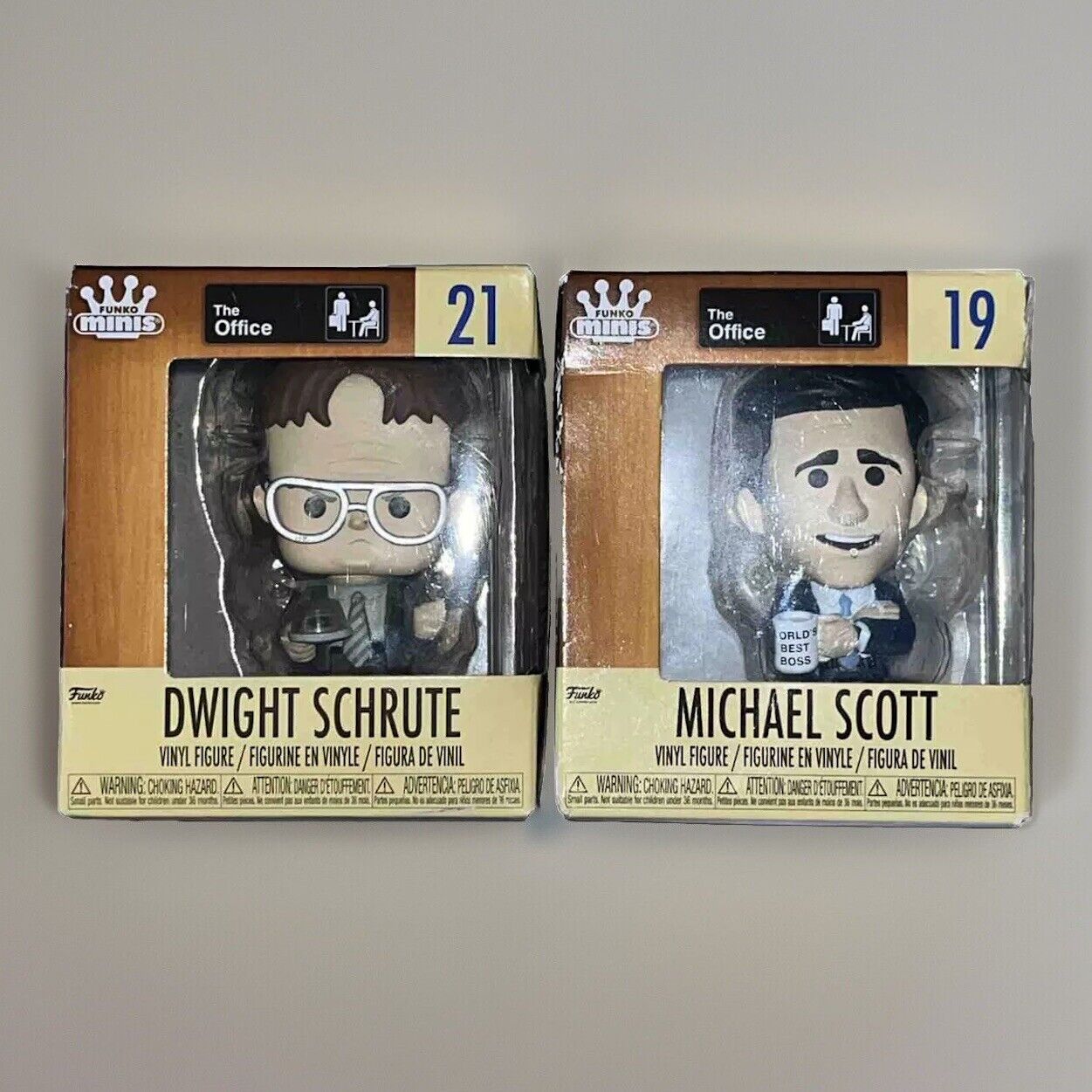 The Office Rare Funko Minis Dwight Schrute & Michael Scott -Packaging Shows Wear