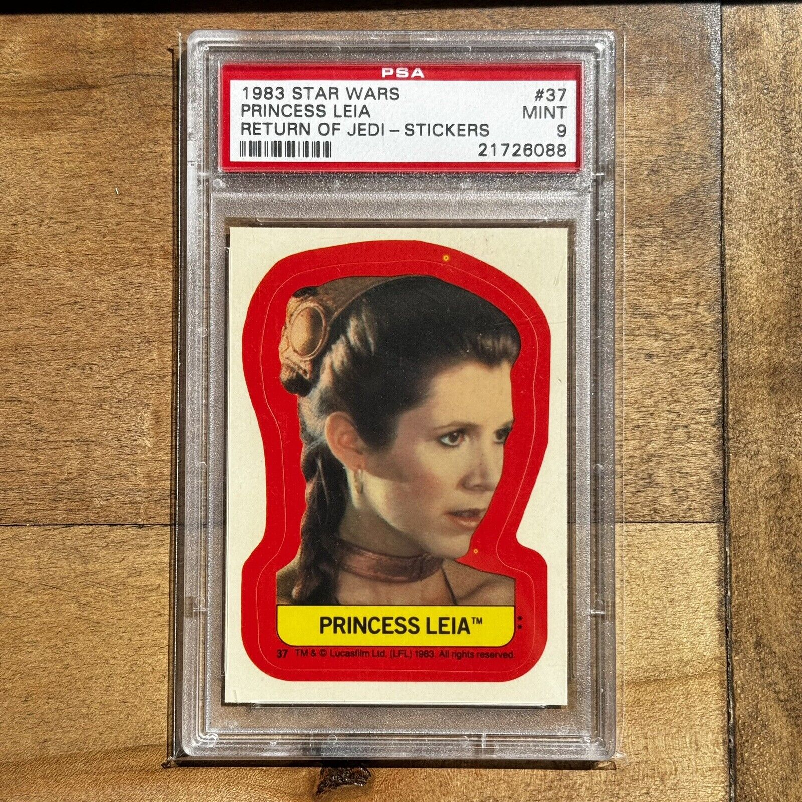 1983 Topps Star Wars ROTJ Sticker Princess Leia #37 PSA 9 MINT