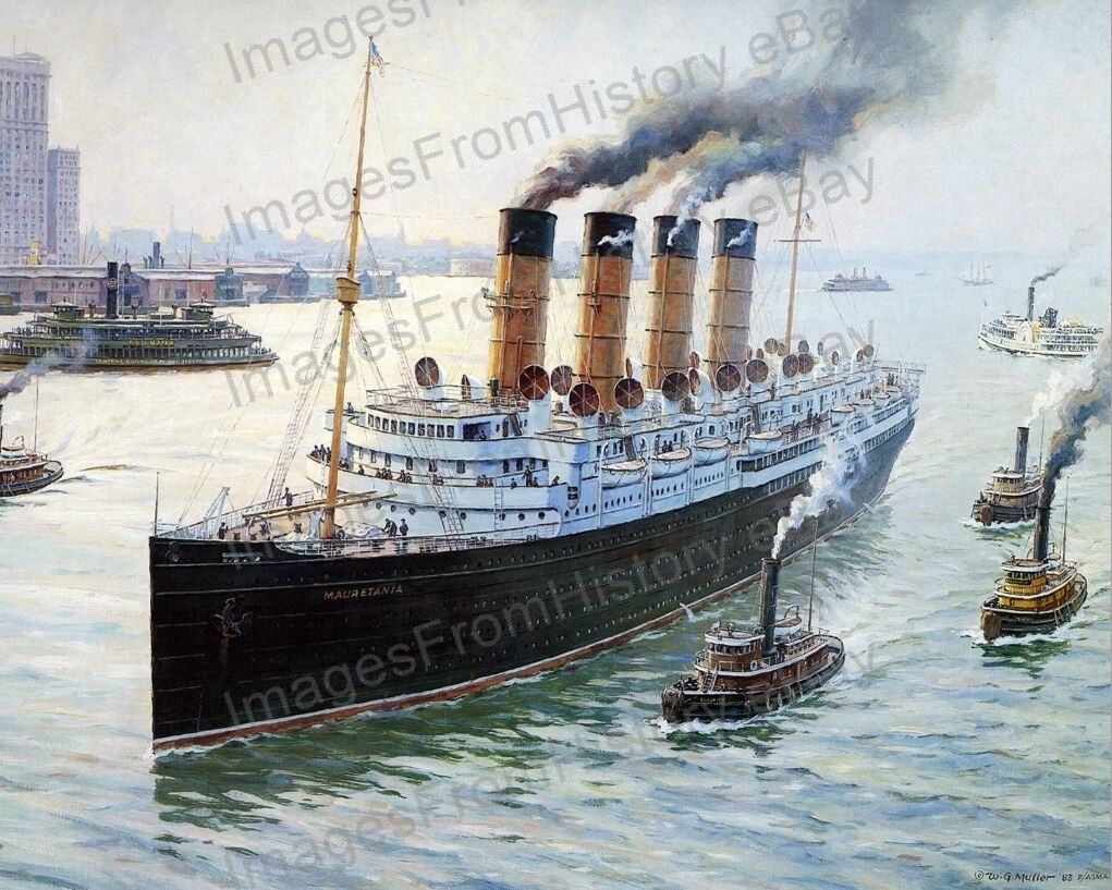 8x10 Print RMS Mauretania Cunard Line  Hudson River 1912 Illustration #RMSM