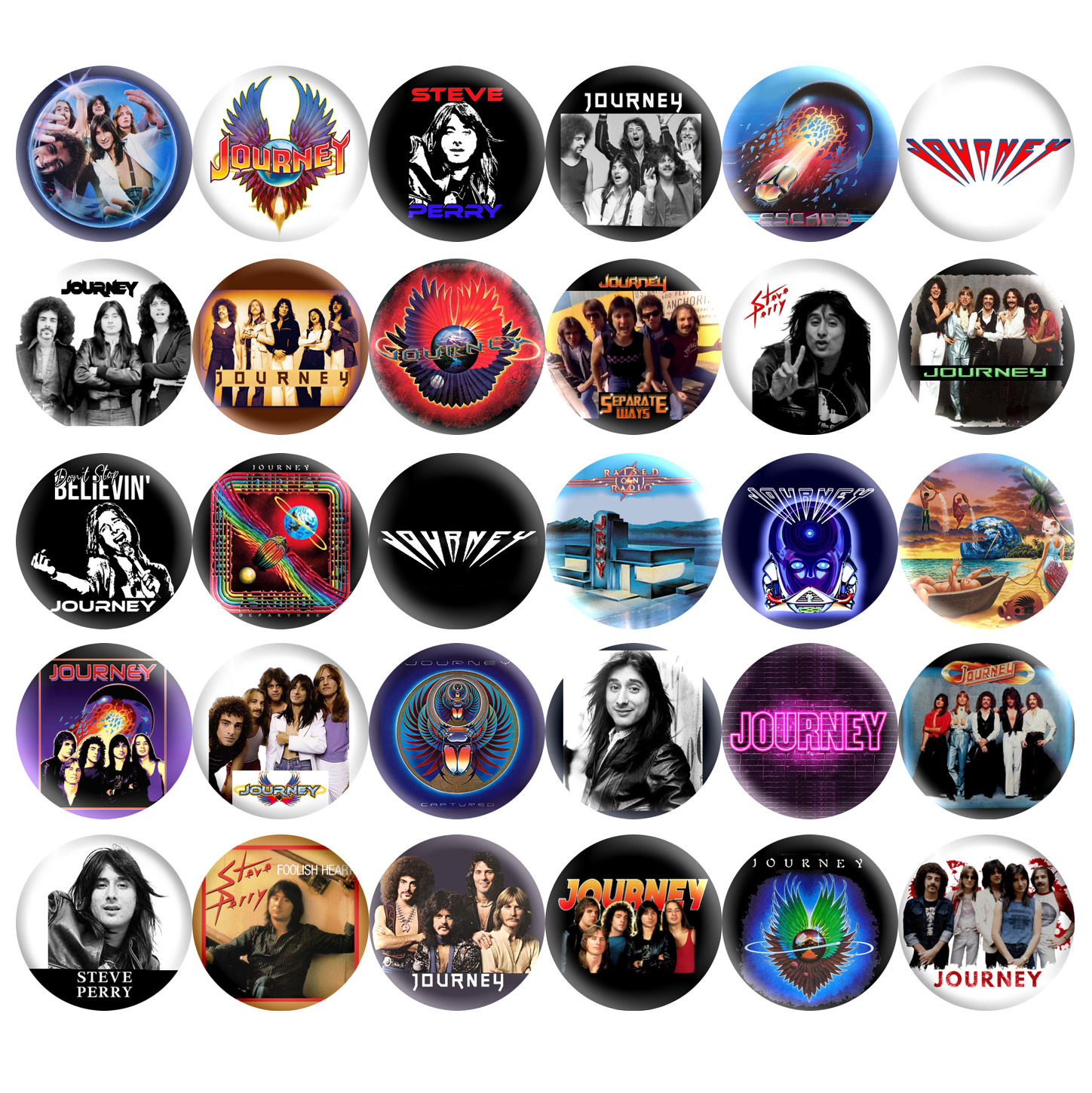 JOURNEY/STEVE PERRY Buttons Pins 80s Classic Hard Rock Band Music Set, 1.0\