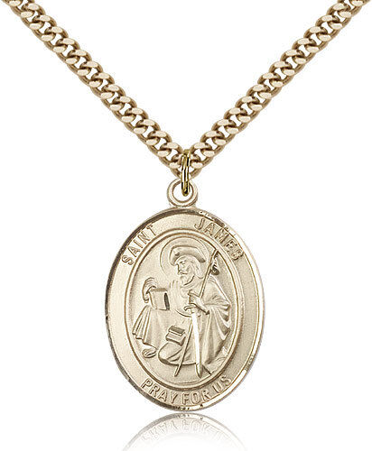 Saint James The Greater Medal For Men - Gold Filled Necklace On 24 Chain - 3...