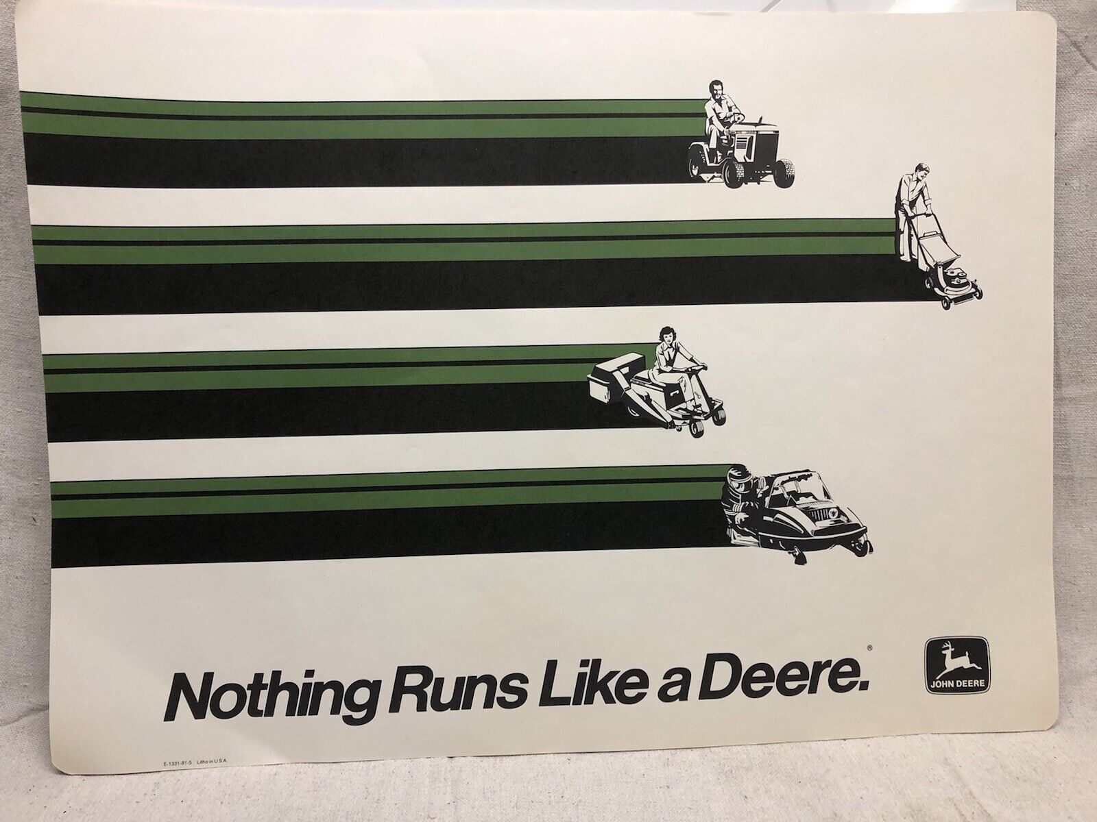 Vintage John Deere Nothing Runs Like A Deere Original  AD Poster 18”X13”