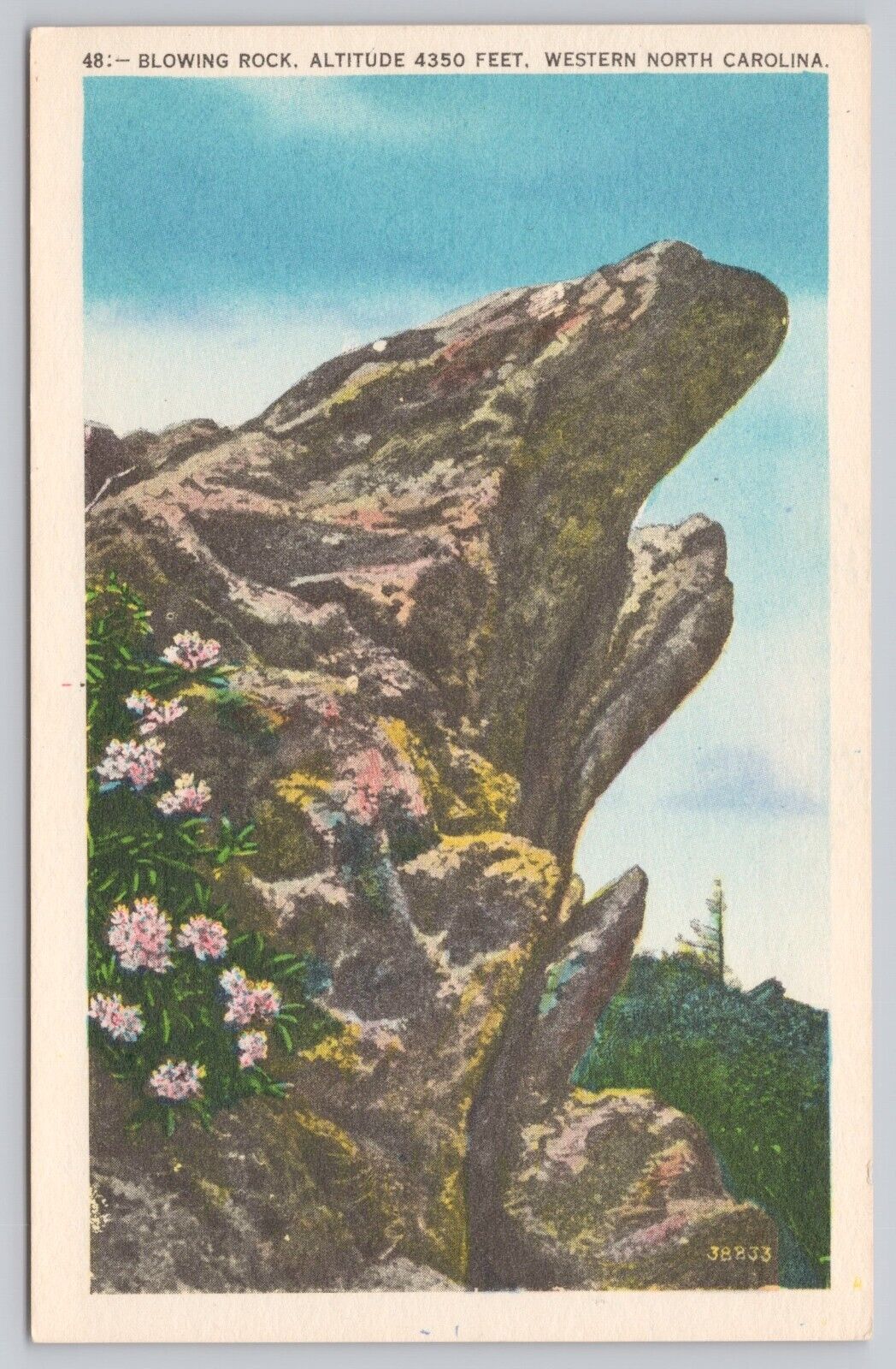 Blowing Rock North Carolina, Top of the Jutting Rock, Vintage Postcard