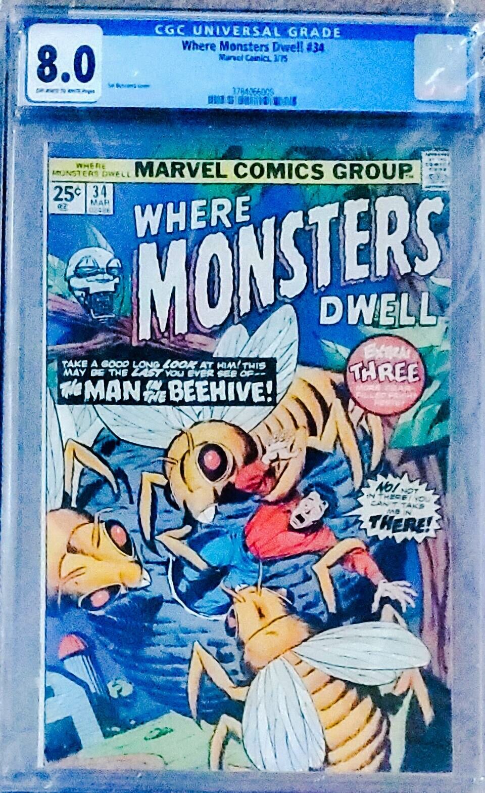 Where Monsters Dwell #34 CGC 8.0 Classic Sal Buscema Cover