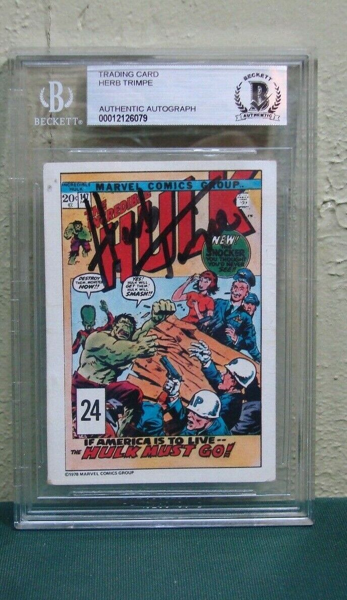 1978 Drake\'s Cakes Card Hulk #147 SIGNED HERB TRIMPE Beckett BAS Authentic
