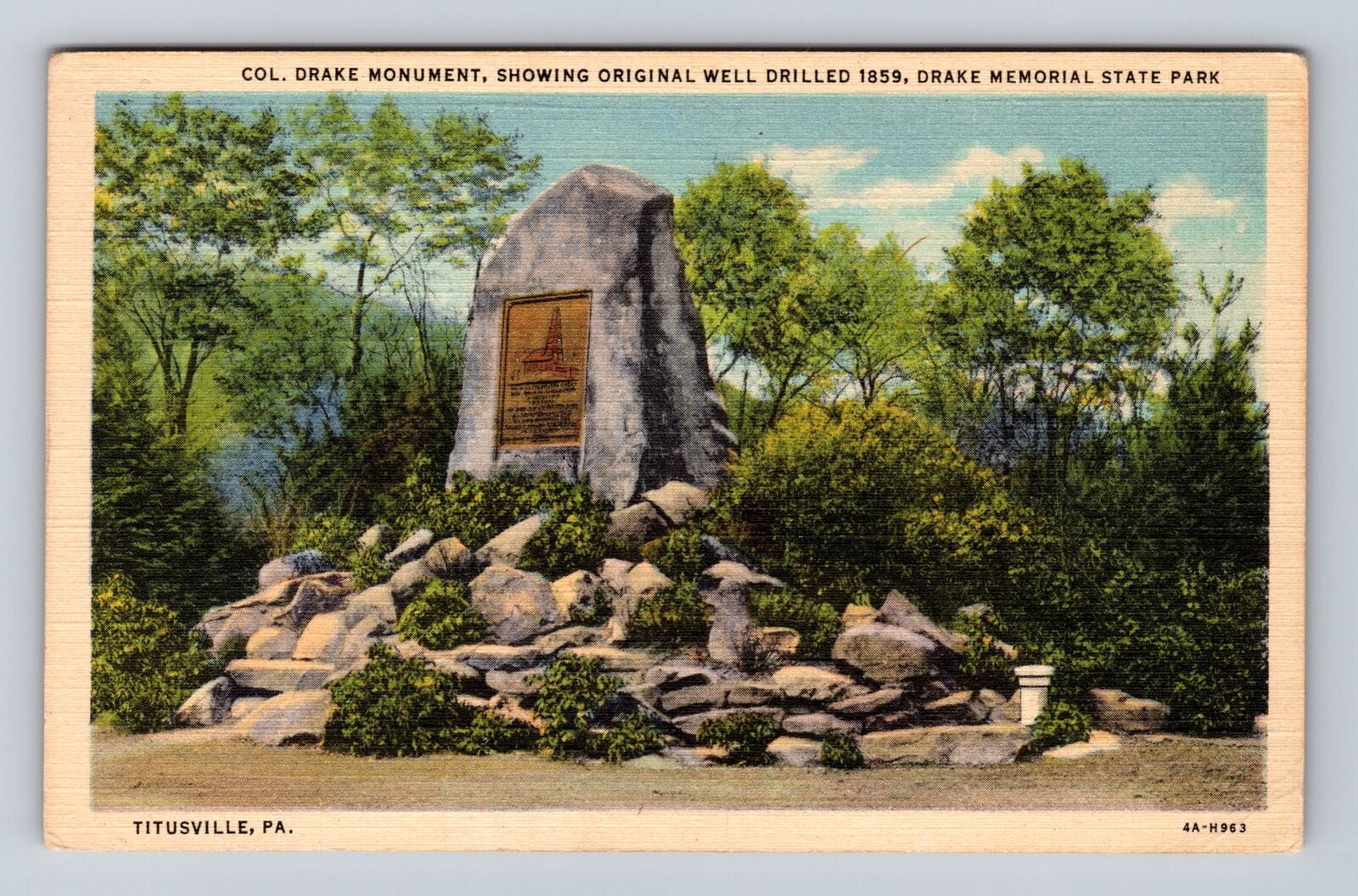 Titusville PA-Pennsylvania, Drake Monument, First Oil Well, Vintage Postcard