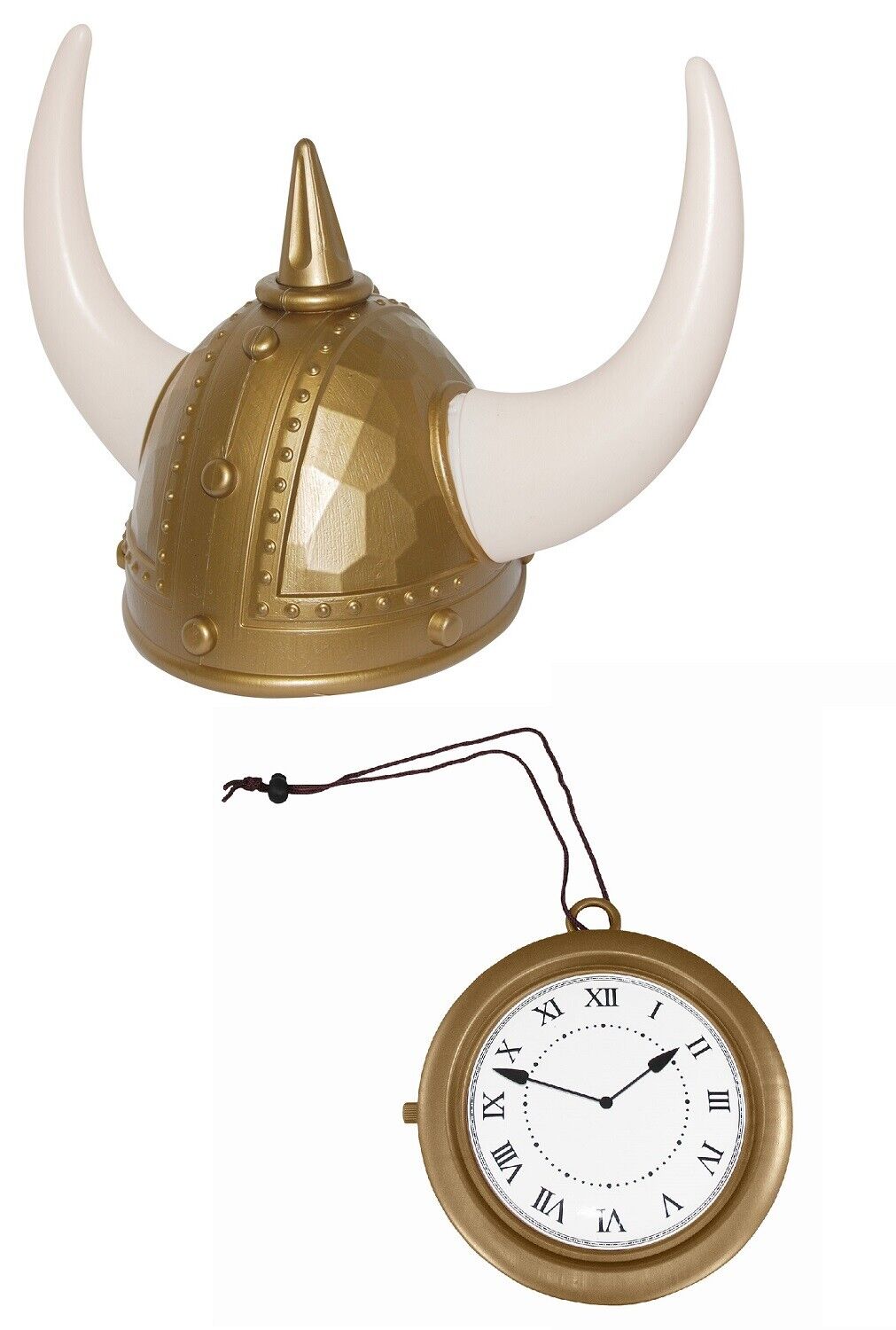 Deluxe Flava Flav Viking Helmet Clock Necklace Rapper Funny Costume Accessory