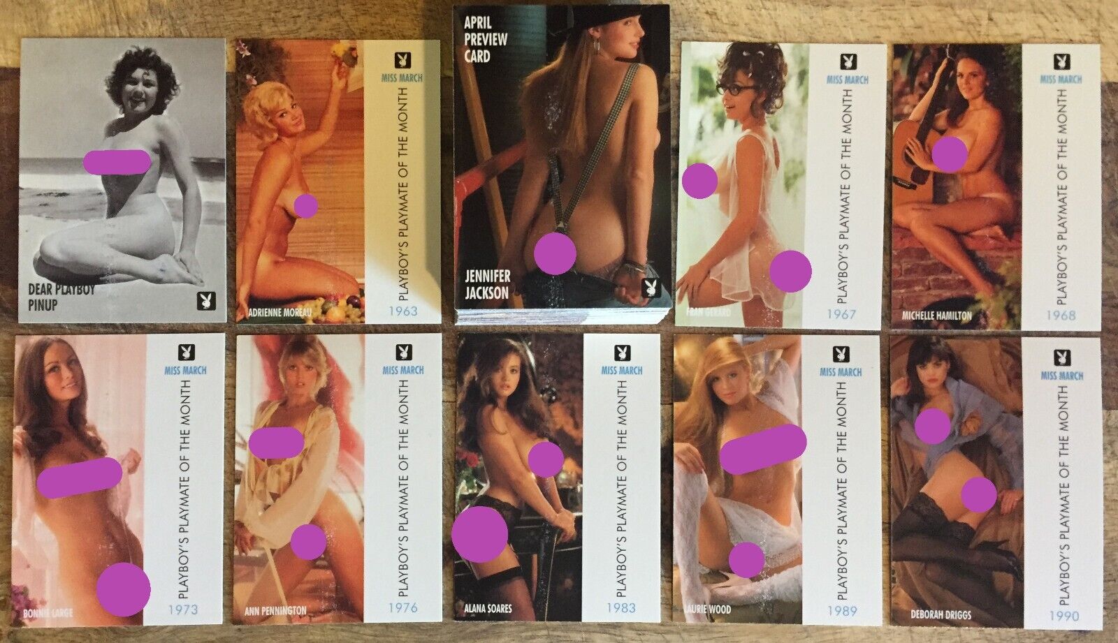 LOT of (57) Playboy March Centerfold Cards / PLAYMATES ONLY / Lightly Bricked