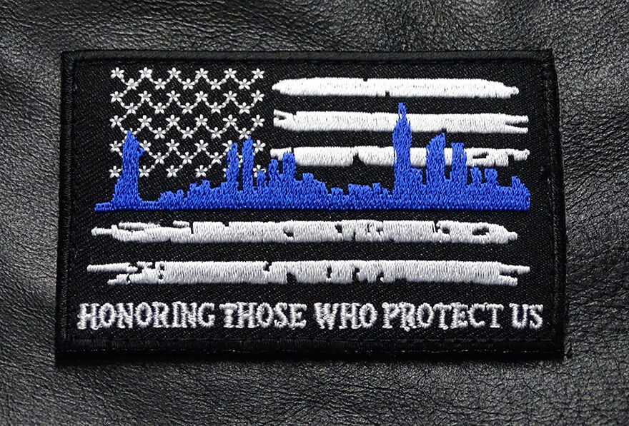 HONORING PROTECT US POLICE BLUE LINE USA FLAG TACTICAL HOOK LOOP PATCH