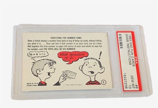 Gad Fun Cards comic 1963 Game Instructions #6 PSA 10 GEM Pop 1/1 topps cartoon 