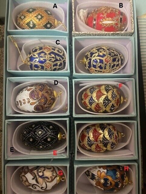Hand Crafted Faberge Look Enameled Easter Egg Ornament Sold By Each Piece