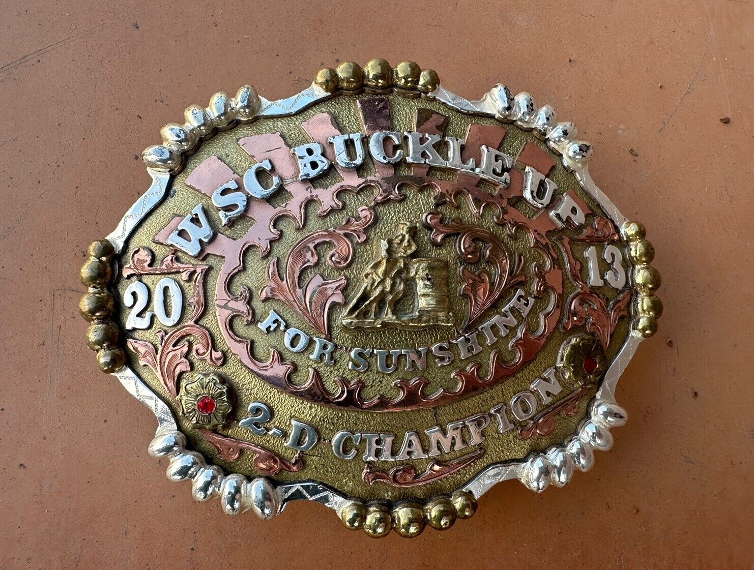 2013 WSC Woman Ranch 2-D Champion Rodeo CORRIENTE Trophy Belt Buckle