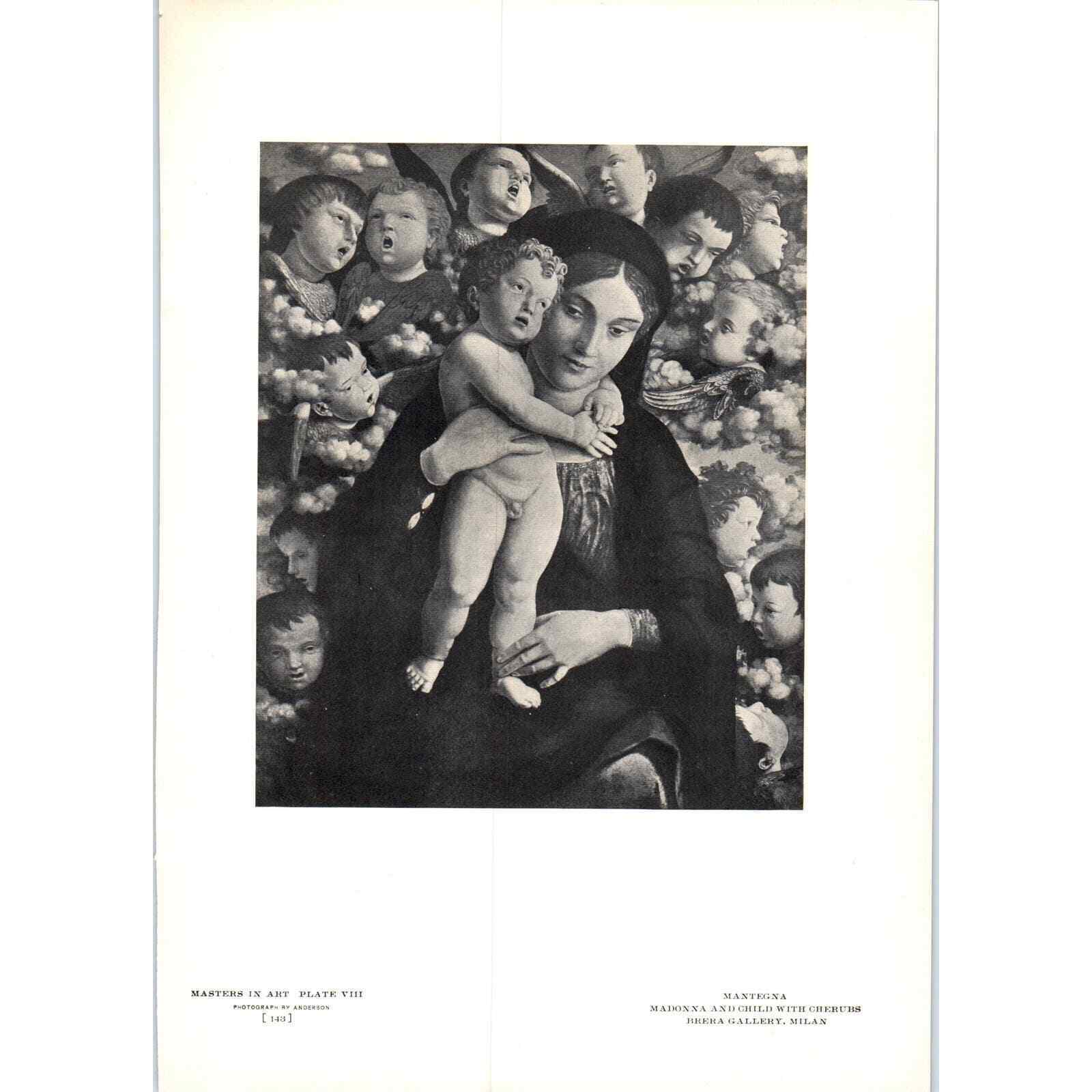 Madonna and Child With Cherubs -  Mantegna c1905 Art Print D15