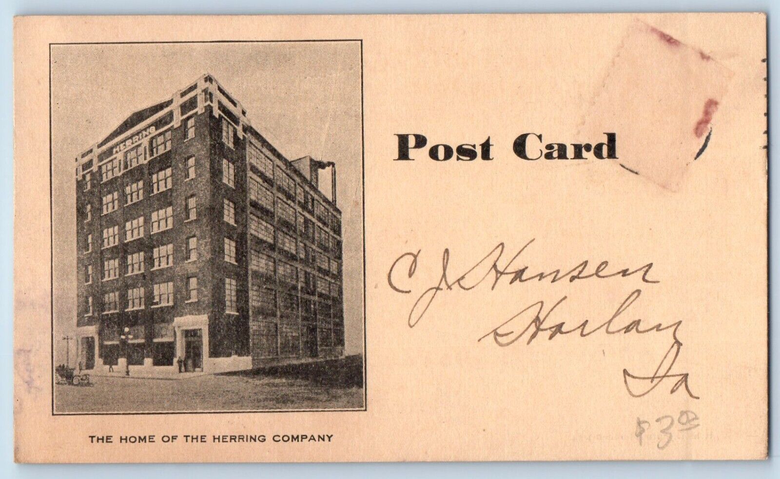 Des Moines Iowa IA Postcard Herring Motor Company Home Accessories c1912 Vintage