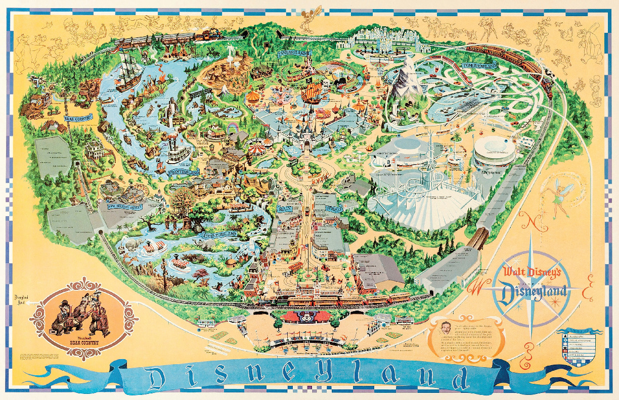 1972 Disney Disneyland Fun Map Poster Country Bear Jamboree Callout
