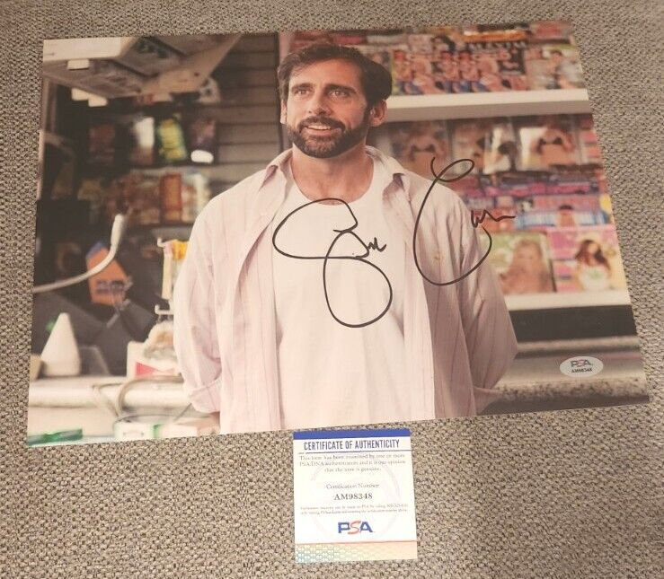 STEVE CARELL SIGNED 11X14 PHOTO 40 YEAR OLD VIRGIN THE OFFICE PSA/DNA #AM98348