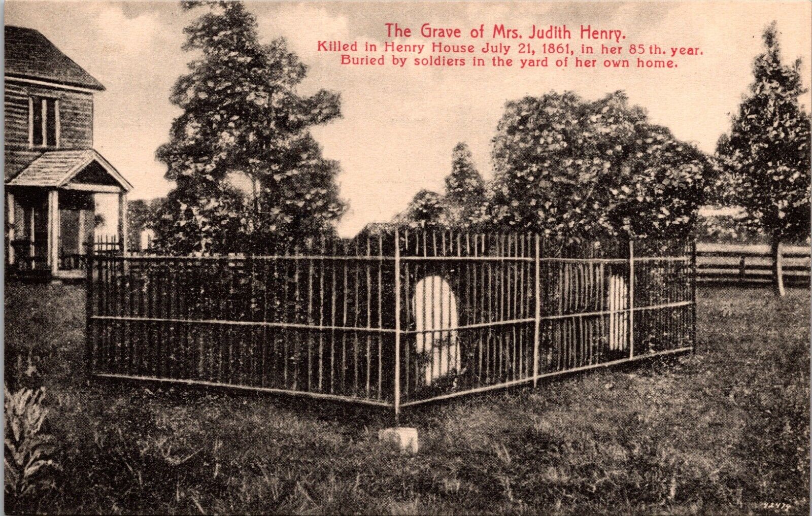 Henry House & Judith Henry Grave Manassas Va Virginia Postcard