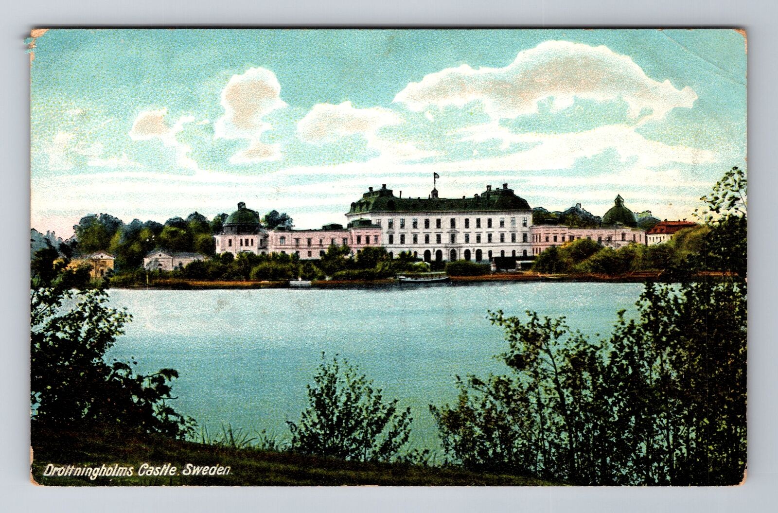 Drottningholm-Sweden, Drottningholm Palace, Antique Vintage Souvenir Postcard