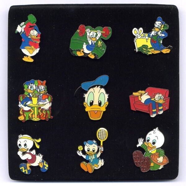 Disney Donald 9Pin Set ProPin Germany Discontinued w/ Plastic Case Imported from