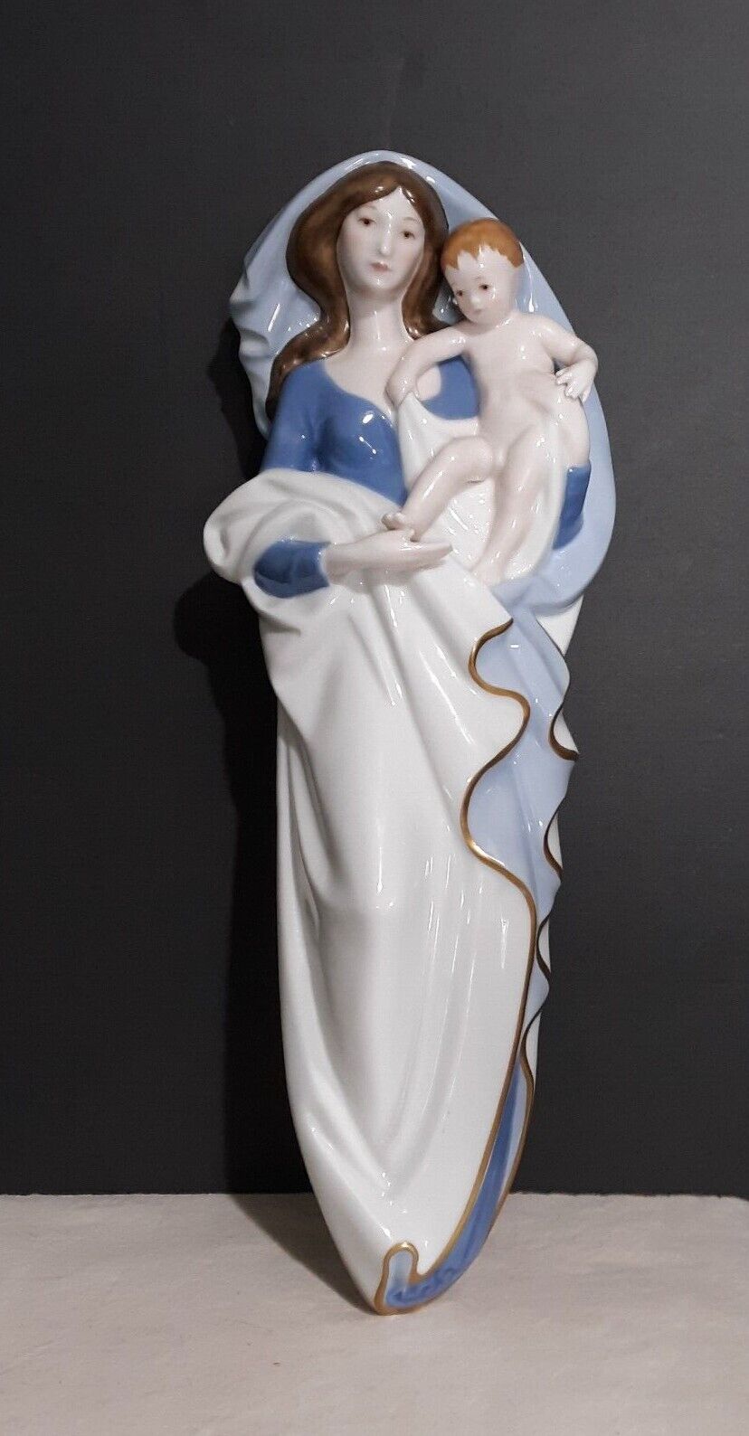 Vintage Goebel W. Germany Porcelain Madonna & Jesus Wall Art Figurine by A. Ruiz