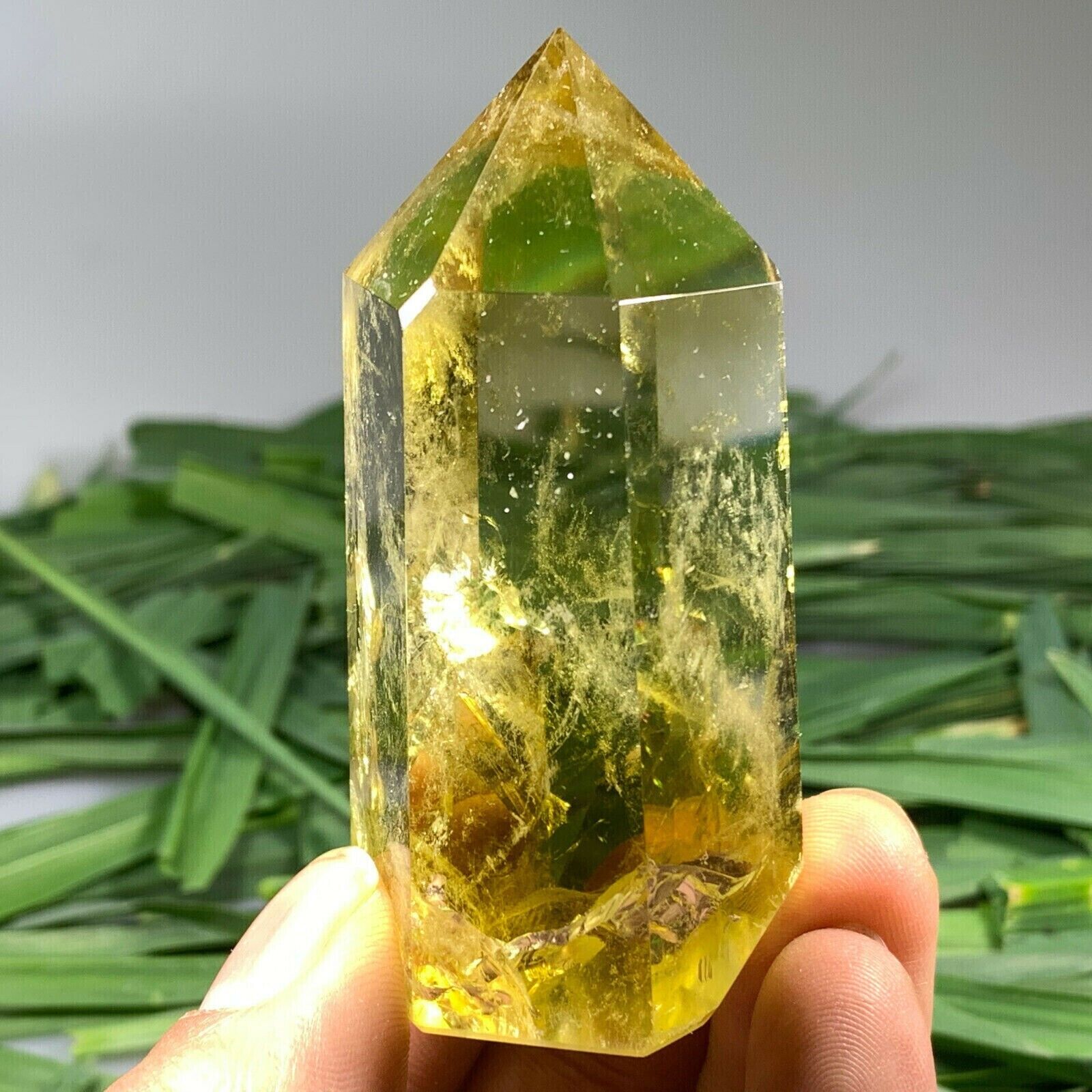 1pc 7-8cm Natural smoky citrine quartz obelisk crystal wand point healing Reiki