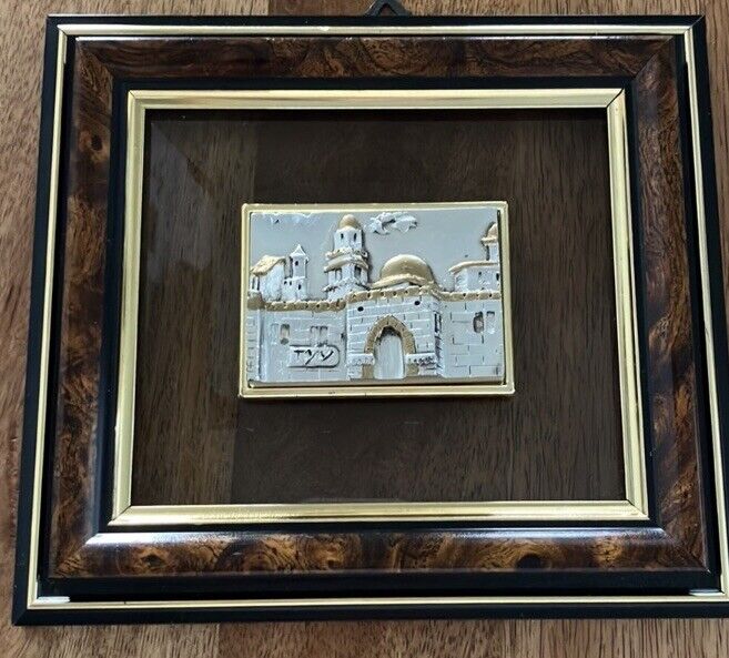 Crystal sterling silver 925 picture framed of Jerusalem, artist SAAD handcrafted