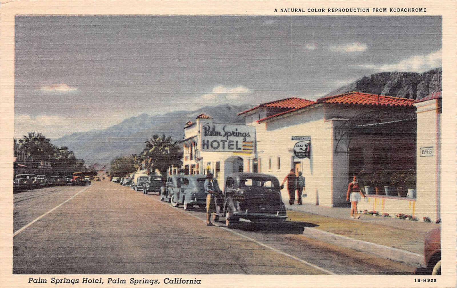 Palm Springs Hotel, Palm Springs, California, early linen postcard, used in 1946