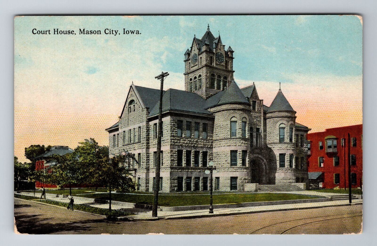Mason City IA-Iowa, Court House, Antique, Vintage Souvenir Postcard