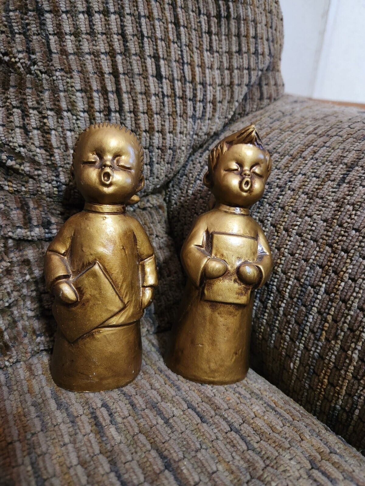 Vintage Dickson Paper Mache Angels Gold Made In Japan 5in Christmas Decor MCM 