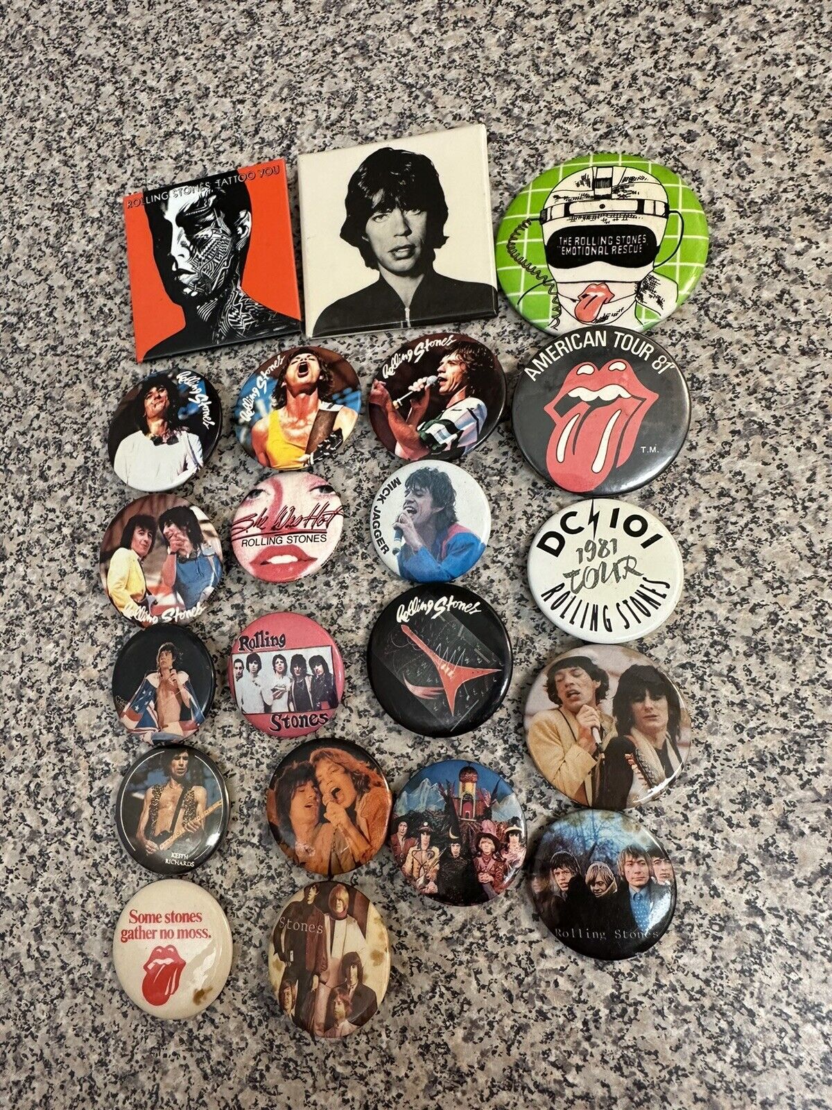 Rolling Stones Vintage Pinback Lot Of (21) 1981-86 Rare Promo 